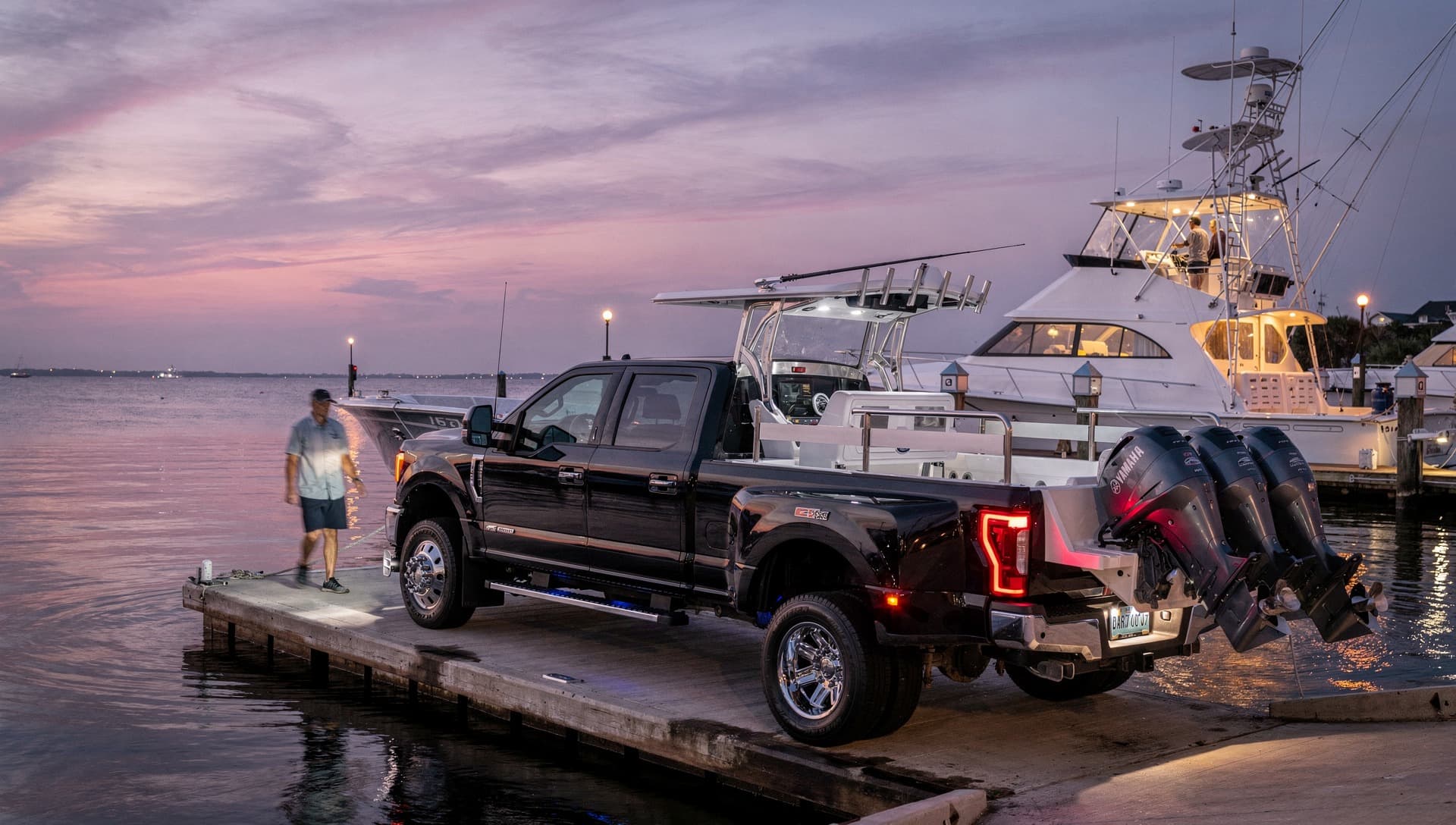 Pangolin Trailers composite trailer at sunset in Stuart, Florida